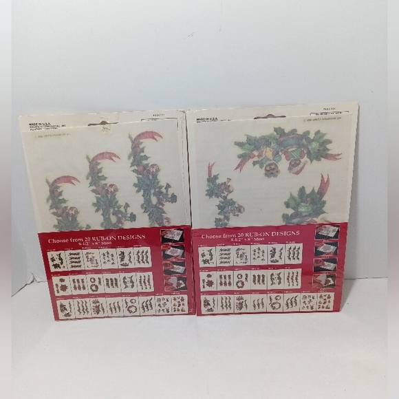 Priscilla Hauser Christmas Rub On Transfer Set of 2 Vintage NEW - Picture 3 of 7